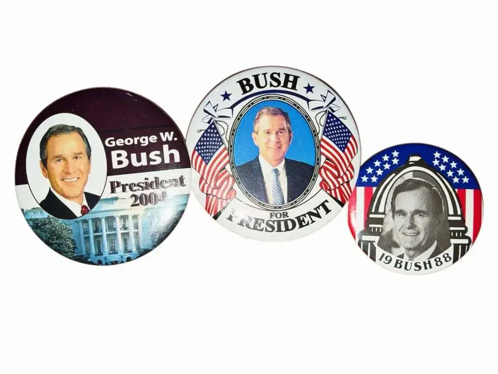 Small Lot of Various 2004 & 1988 Presidential Election Button Pins Bush's